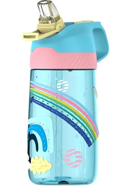 Fjbottle Çocuk Su Şişesi ile Su Şişesi 450ML Içme Şişesi Çevre Dostu Tritan Tek Dokunmatik Flip Cap Bpa Kapasite: 0.45L/RENK: Dinozor (Yurt Dışından)