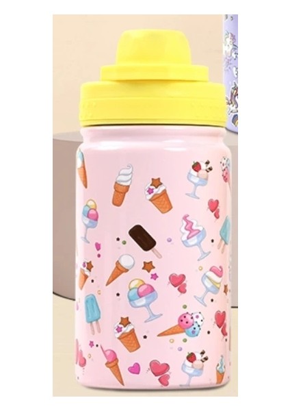 400ML Çocuk Termos Su Şişesi Çocuk Termos Kupa Bebek Ördek Faturalandırılmış Saman 316 Paslanmaz Çelik Fazlar Tumbler Termo Kupa Kapasite: 350ML/RENK: Pink-1 (Yurt Dışından)