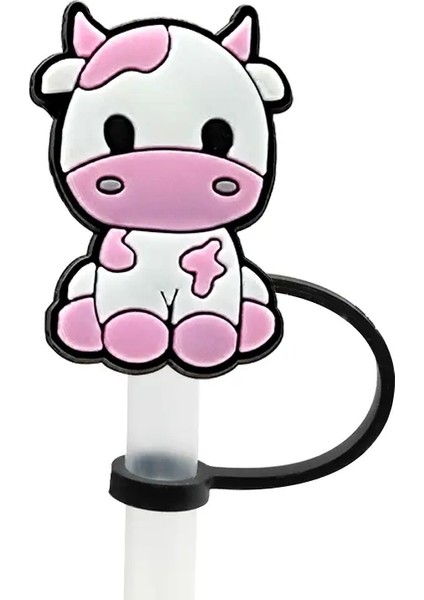 1/7pcs Pembe Inek Saman Kapağı Kapak Kurı, 8mm Silikon Toz Geçirmez Saman Topper, Yeniden Kullanılabilir Içme Saman Kapağı Cazibesi Renk: HYB17108-06 (Yurt Dışından)