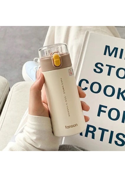 180ML Moda Mini Çift Paslanmaz Çelik Vakum Şişesi Saman Taşınabilir Sevimli Cep Kahve Çayı Termos Kupa Tulumlar Kapasite: 180ML/RENK: Beyaz (Yurt Dışından)