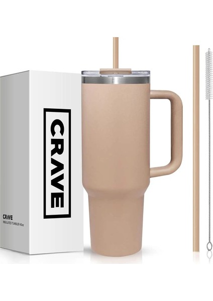 Kapak ve Samanlı 40OZ Tumbler L Yeniden Kullanılabilir Dökme Kanıtı Çift Duvar Yalıtımlı Paslanmaz Çelik Su Şişesi Seyahat Kupa Renk: Mocha (Yurt Dışından)