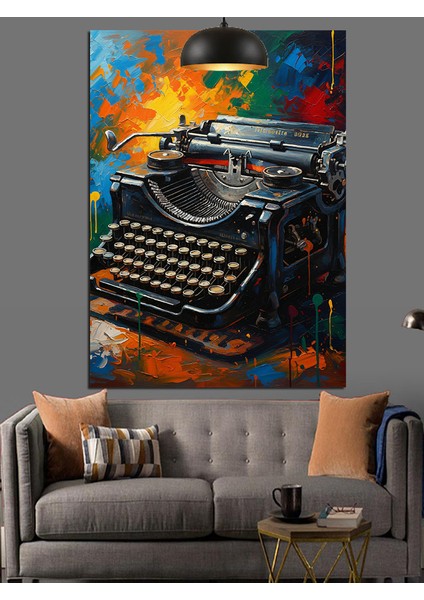 Eski Mekanik Daktilo Yazan Bir Sanat Dekoratif Kanvas - Mdf Ahşap Tablo fiyatları
