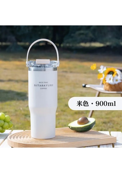 304 Paslanmaz Çelik Yalıtımlı Kupa Çift Duvar Vakum Yalıtımlı Kahve Kupa Soğuk ve Sıcak Termos Su Şişesi Araç Seyahat Kupa Kapasitesi: 600ML-900ML/RENK: D (Yurt Dışından)