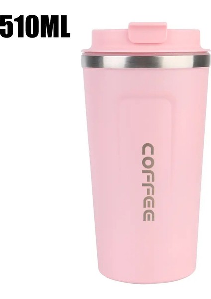 Termo Cafe Çay Suyu Kahvesi Için Çift Paslanmaz Çelik Kahve Kupası 380/510ML Sızdırlık Seyahat Termo Kupa Araç Termos Kupa Kapasite: Resim Gösterisi/renk Olarak: 510ML Pembe (Yurt Dışından)