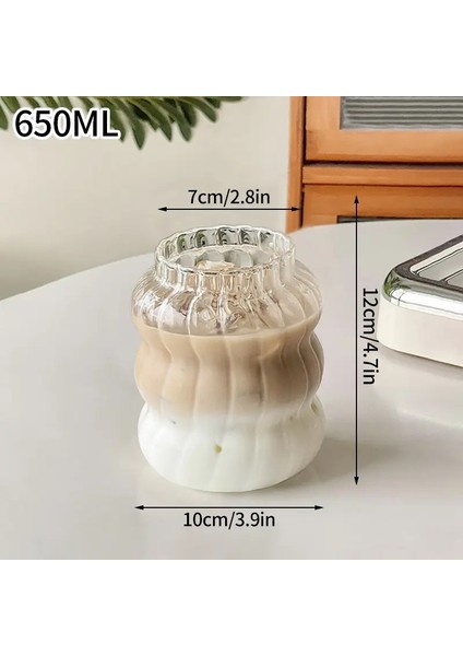 1/2pcs Şeffaf Cam Kupa Ins Coffee Kupa Isıya Dirençli Tumbler Içme Camları Kokteyl Beveragecolor Için Dalgalanma Su Gözlükleri: S2 650ML/KAPASITE: 401-500ML (Yurt Dışından)