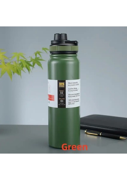 600ML/800ML Dış Termos Taşlanabilir Su Isıtıcısı Su Şişesi Çay Filtresi ile 304 Paslanmaz Çelik Termal Kupa Sızdıran Şişe Sporcakite: 800ML/RENK: Yeşil (Yurt Dışından)