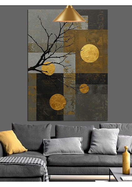 Soyut Ağaç ve Parıltı Dekoratif Kanvas - Mdf Ahşap Tablo fiyatları