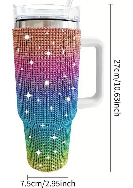 Köpüklü Çivili Dak Kapaklı, 40 Oz Paslanmaz Çelik Yalıtımlı Su Şişesi Saplı, Taşınabilir Içme Dağı, Araba Kapasitesi Için: 1200ML/RENK: Gökkuşağı (Yurt Dışından)