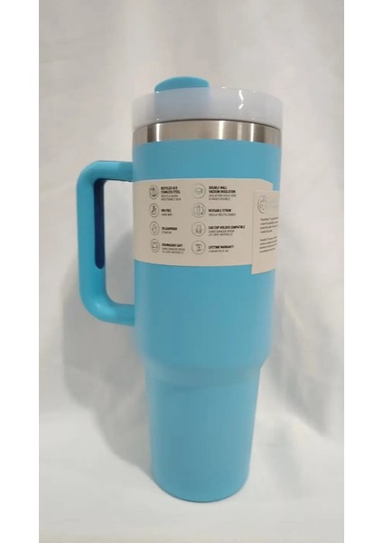 40 Oz Yalıtılmış Araba Fincanı, Çift Katmanlı Paslanmaz Çelik, Uzun Sürücüler ve Dış Mekan Gezileri Için Ideal: 40 Oz/renk: Mavi (Yurt Dışından)