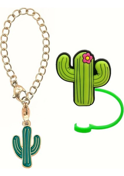 2pcs/set Meyve Saman Kapakları Dak Cazibesi ile Kapak, Kiraz Karpuz Havuç ve Yaprak Kaktüs Saman Uçları Fruitscolor Kapak: Yaprak Kaktüs (Yurt Dışından)