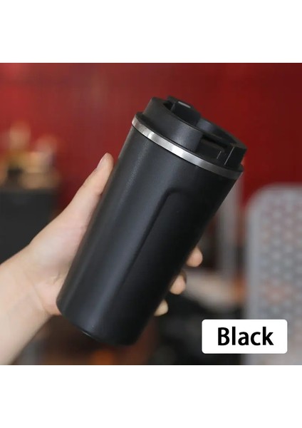 380/510ML Çift Duvar Yalıtımlı Vakum Seyahat Kahve Kupa Seyahat Paslanmaz Çelik Kahve Kupası Termal Kupa Sızdıran Termos Şişe Kapasite: 500 Ml/renk: Siyah (Yurt Dışından)