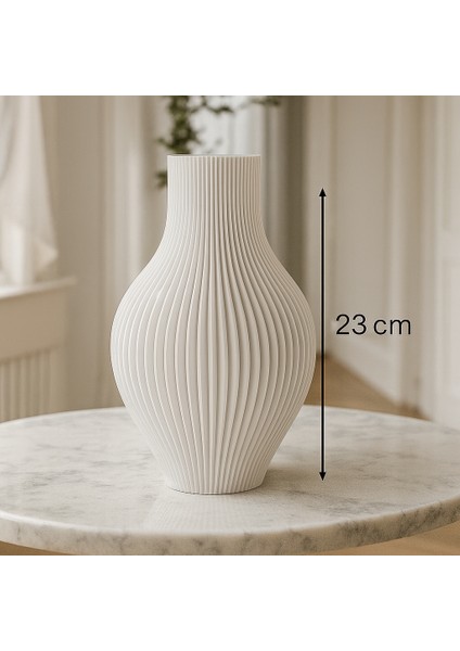 Modern Ribbed Dekoratif Vazo (Seramik Görünümlü) modelleri