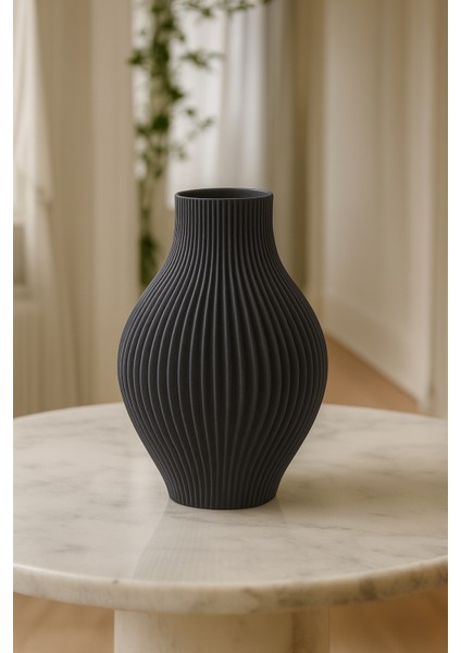Modern Ribbed Dekoratif Vazo (Seramik Görünümlü) fiyatları