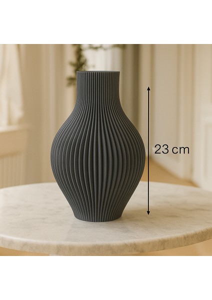 Modern Ribbed Dekoratif Vazo (Seramik Görünümlü) modelleri