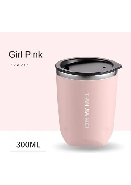 300ML 304 Paslanmaz Çelik Kahve Kupa Kupa Izli Kahve Kahve Kupa Çift Duvar Kahve Tumbler Isıya Dalı Içecek Yazıları Kapasitesi: 300ML/RENK: Pembe-1pcs (Yurt Dışından)