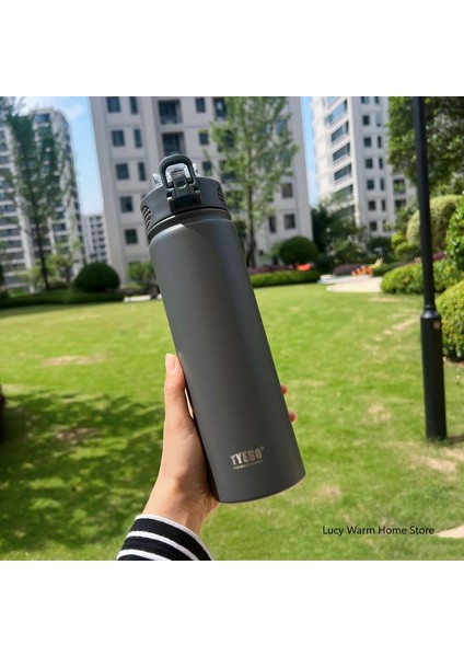 Samanlı Termal Su Şişesi 750/600ML Paslanmaz Çelik Şişe Soğuk ve Isı Kapasiteli Termal Kupa Termos Termos Şişe: 600ML/RENK: Gery (Yurt Dışından)