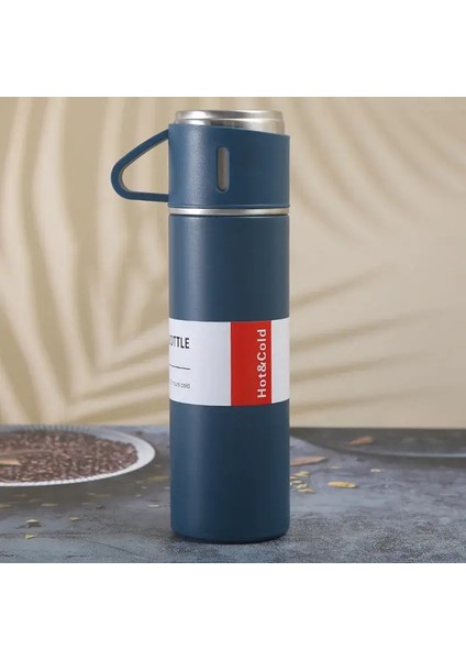 Taşınabilir 304 Paslanmaz Çelik Vakum Yalıtımlı Şişe Seti Ofis Iş Tarzı Kahve Termos Şişe Şişesi Sürahi Kapasite: 500ML/RENK: Mavi (Yurt Dışından)