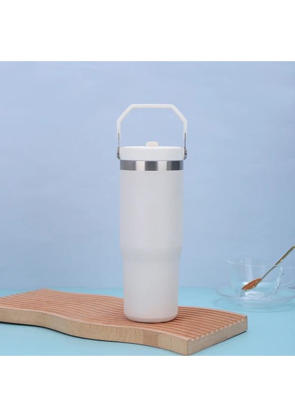 Sap ve Saman Kapağı Olan 1 Adet Dak, Sızdırmaz Tumbler Vakum Yalıtımlı Yalıtımlı Su Şişesi Ev, Ofis Veya Araba, Yeniden Kullanılabilir Cupcapacity: 501-600ML/RENK: Beyaz 20OZ600ML (Yurt Dışından)