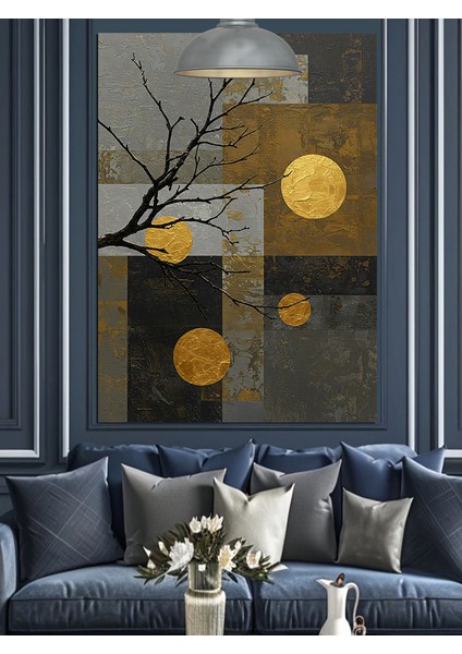 Soyut Ağaç ve Parıltı Dekoratif Kanvas - Mdf Ahşap Tablo modelleri