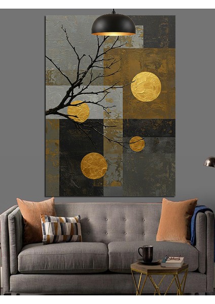 Soyut Ağaç ve Parıltı Dekoratif Kanvas - Mdf Ahşap Tablo fırsatları