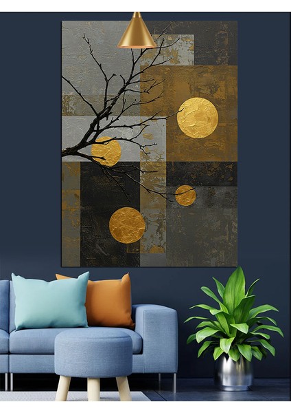 Soyut Ağaç ve Parıltı Dekoratif Kanvas - Mdf Ahşap Tablo indirimleri