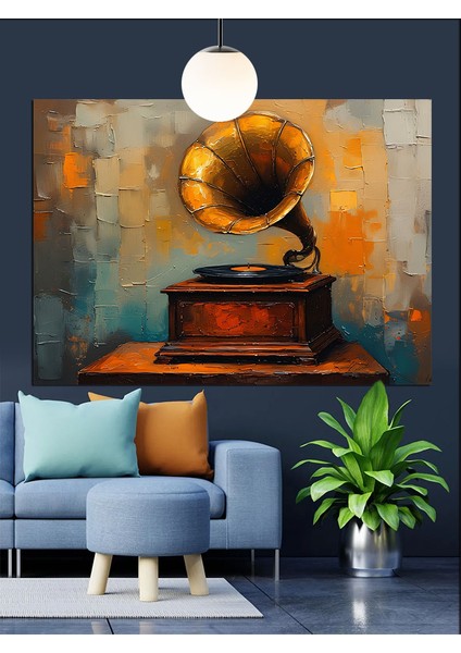 Gramofon Antika Müzik Çalar Dekoratif Kanvas - Mdf Ahşap Tablo fiyatları