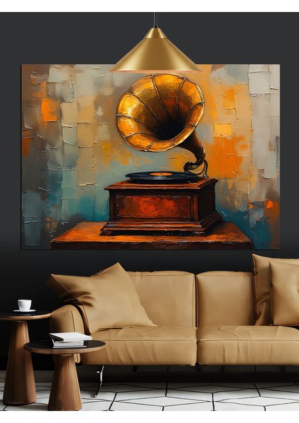 Gramofon Antika Müzik Çalar Dekoratif Kanvas - Mdf Ahşap Tablo modelleri