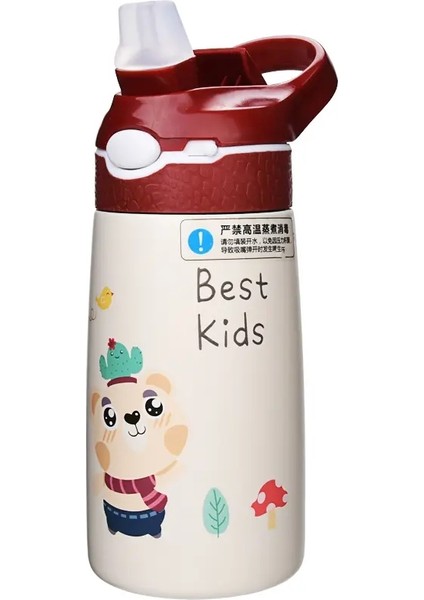 400ML Çocuk Termos Su Şişesi Çocuk Termos Kupa Bebek Ördek Faturalandırılmış Saman 316 Paslanmaz Çelik Şömezler Tumbler Termo Kupa Kapasite: 400ML/RENK: Kahverengi (Yurt Dışından)
