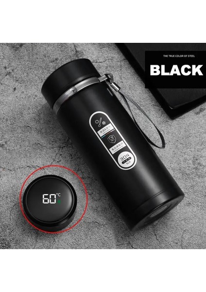500ML-1 Litre Paslanmaz Çelik Termos Şişe LED Sıcaklık Ekran SUS304 Çay Su Şişesi Vakum Şişesi Taşınabilir Kur Kapasite: 1l/renk: Siyah (Yurt Dışından)