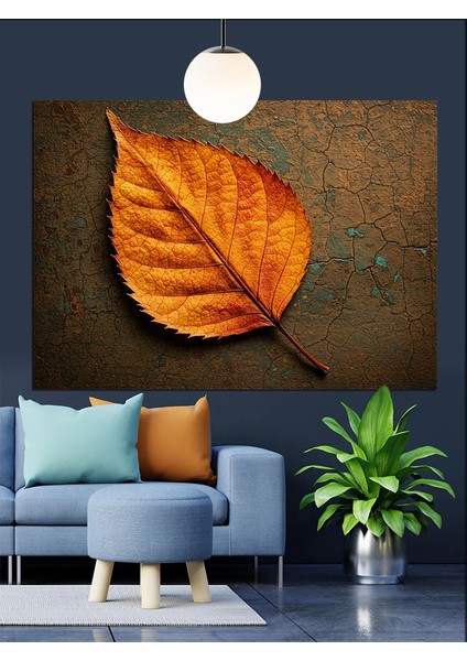 Kurumuş Yaprak Sonbahar Dokusu Dekoratif Kanvas - Mdf Ahşap Tablo