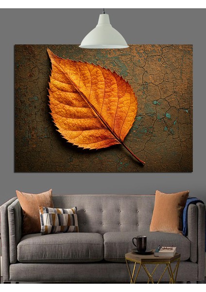 Kurumuş Yaprak Sonbahar Dokusu Dekoratif Kanvas - Mdf Ahşap Tablo fırsatları
