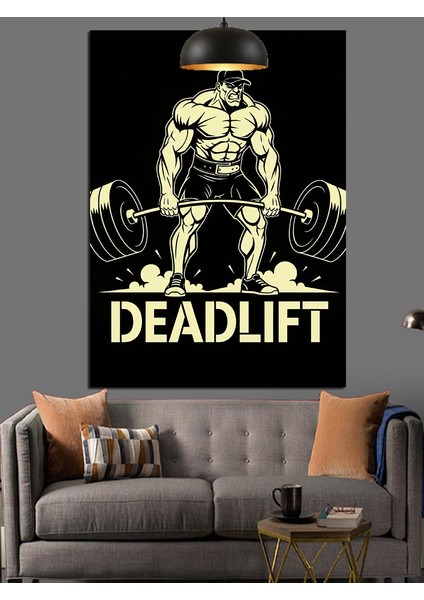 Vücut Geliştiricinin Deadlift Yaptığı Poster Dekoratif Kanvas - Mdf Ahşap Tablo modelleri