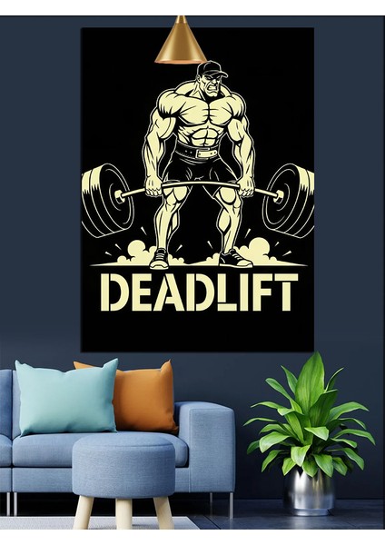 Vücut Geliştiricinin Deadlift Yaptığı Poster Dekoratif Kanvas - Mdf Ahşap Tablo fırsatları