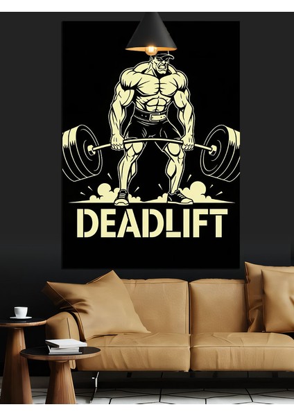 Vücut Geliştiricinin Deadlift Yaptığı Poster Dekoratif Kanvas - Mdf Ahşap Tablo indirimleri