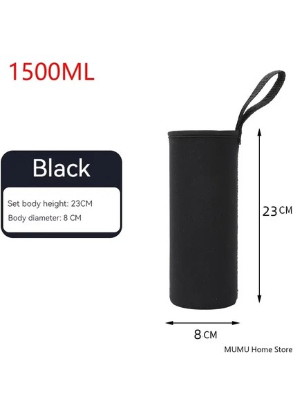 750/1000/1500ML Spor Su Şişesi Kılıfı Yalıtımlı Çanta Siyah Şişe Taşıyıcı Yalıtımlı Torba Kupa Şişesi Spor Kupası Bagcolor: SIYAH-1500ML (Yurt Dışından)