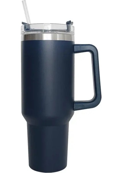 40 Oz Kupa Tumbler Kaplamalı Saplı Yalıtılmış Dak ile Saman Paslanmaz Çelik Kahve Tumbler Seyahat Termal Kupa Kapasitesi Için Kupa: 1200ML/RENK: A10 (Yurt Dışından)