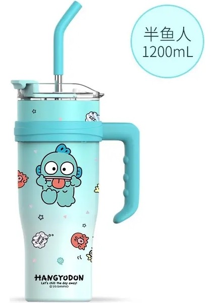 Sanrio 304 Paslanmaz Çelik Yalıtılmış Kupa Kollu Termos Şişesi ile Büyük Kapasite Sevimli Hello Kitty Kuromi Melody Tatil Kapasitesi: 1200ML/RENK: Palyaço BALIĞI-1200ML (Yurt Dışından)