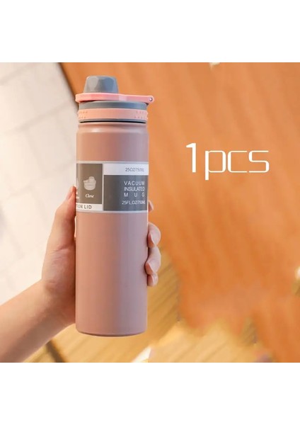 530ML/750ML Termos Su Şişesi Büyük Kapasiteli Paslanmaz Çelik Vakum Şişesi Kupa Taşınabilir Açık Termal Kupa Spor Içecekleri Kupa Kapasite: 530ML/RENK: Pembe (Yurt Dışından)