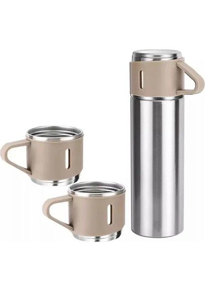 Termos Kupası 304 Paslanmaz Çelik Vakum Yalıtımlı Şişe Seti Kahve Kupa Garrafa Térmica Vakum Şişesi Seti 500ML Noel Kapasitesi: 500ML/RENK: Gümüş (Yurt Dışından)