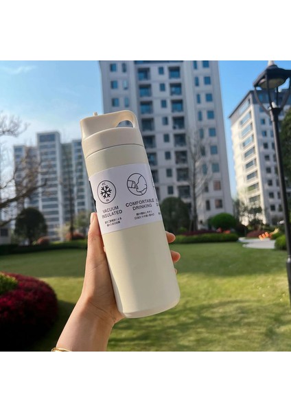 550ML Termos Şişe Taşınabilir Tumbler Vakum Şişeler Paslanmaz Çelik Yalıtılmış Kupa Açık Hava Dış Havalı Su Şişesi Seyahat Termal Mugcapacity: 550ML/RENK: Beyaz (Yurt Dışından)
