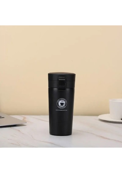 500ML Termal Kupa Çift Duvar 304 Paslanmaz Çelik Kahve Çay Vakum Şişesi Termos Su Şişesi Sızdıran Termos Kupa Kabuk: 380ML/RENK: Siyah (Yurt Dışından)