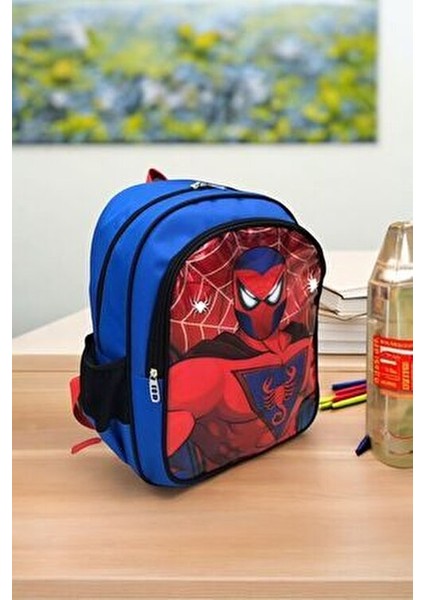 Ago Spider Temalı Erkek Okul Çantası Su Geçirmez Polyester 38x31x17 cm Beslenmeli