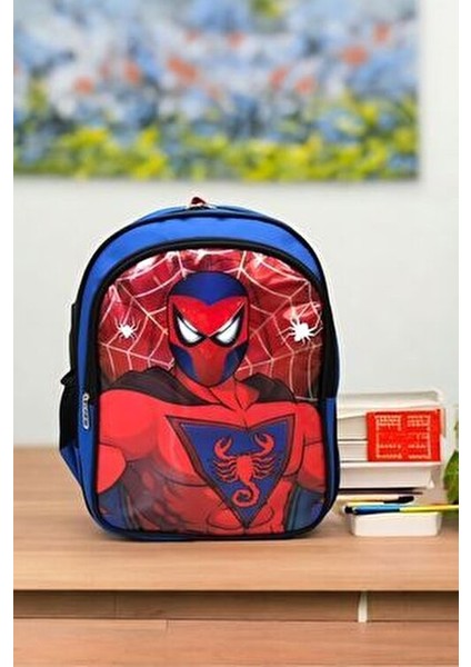 Ago Spider Temalı Erkek Okul Çantası Su Geçirmez Polyester 38x31x17 cm Beslenmeli