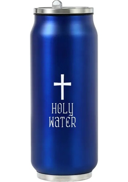 500ML 304 Paslanmaz Çelik Kola Termos Özel Logosu Vakum Kupası Şişesi Taşınabilir Çift Katmanlar Saman Kupa Su Şişesi Kupa Kapasite: 401-500ML/RENK: Kutsal Su Mavisi (Yurt Dışından)