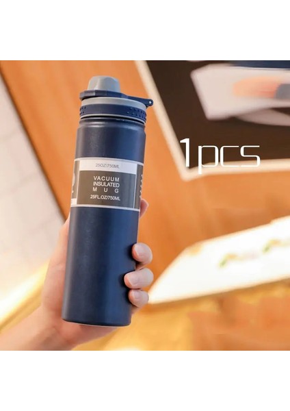 530ML/750ML Termos Su Şişesi Büyük Kapasiteli Paslanmaz Çelik Vakum Şişesi Kupa Taşınabilir Açık Termal Kupa Spor Içecekleri Cupcapacity: 530ML/RENK: Mavi (Yurt Dışından)