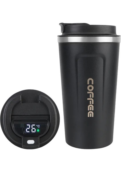 Termo Cafe Kahve Kupa 510ML Termal Kupa Sıcaklık Çay Su Kahve Araç Termos Kupa Sızdırması Sabet_ Droba Seyahat Termo Kupa Kapasite: 510ML/RENK: Ekranlı Siyah (Yurt Dışından)