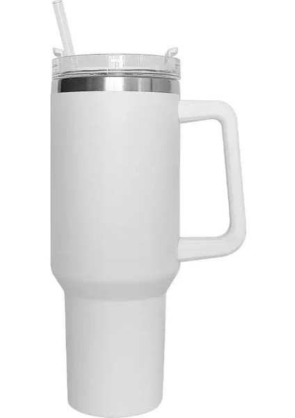 40 Oz Kupa Tumbler, Kapaklı Saplı Yalıtılmış Daklı Samanlı Paslanmaz Çelik Kahve Tımar Fincanı Seyahat Için Termal Kupa Kapasitesi: 1200ML/RENK: A3 (Yurt Dışından)
