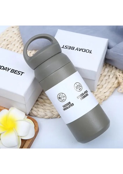 350/500ML Basit Buzlu Termos Çay Kupası Taşınabilir Paslanmaz Çelik Yalıtımlı Su Şişesi Seyahat Araç Içecek Vakum Kupası Kapasite: 500ML/RENK: Gri (Yurt Dışından)