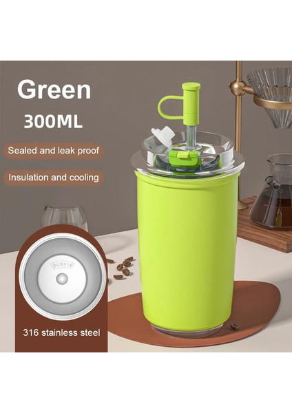 300ML Paslanmaz Çelik Kahve Kupası Saman Seyahat Yalıtım Yalıtımlı Su Şişesi Çay Kahve Kurı Sızdır Dışı Termos Kupa Bpa Freecapacity: 300ML/RENK: Mavi (Yurt Dışından)
