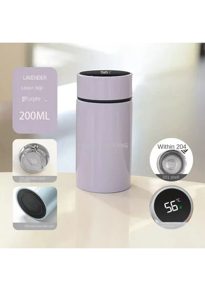 200ML Akıllı Termos Su Şişesi Akıllı Sıcaklık Ekran Paslanmaz Çelik Vakum Şişeleri Filtre Tee Cupcapacity: 200ML/RENK: Mor (Yurt Dışından)